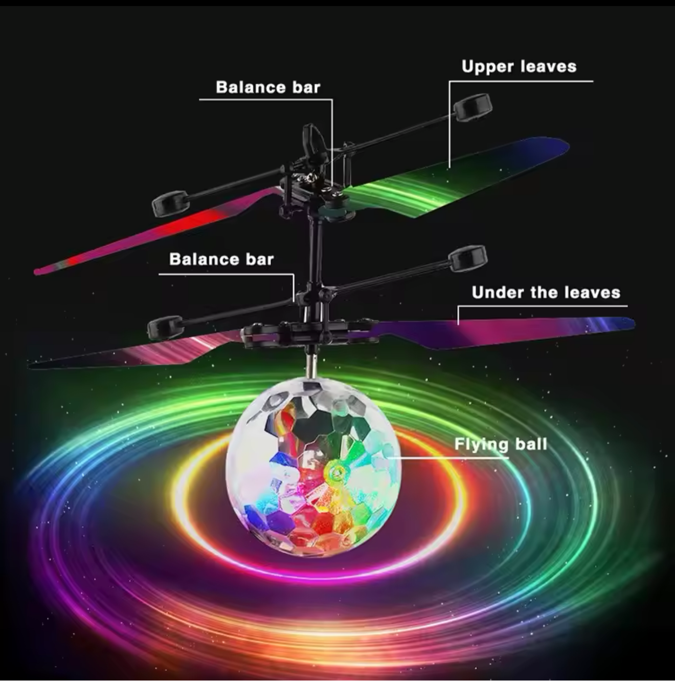 Led Light Suspension Crystal Ball Infrared Induction RC Gesture control