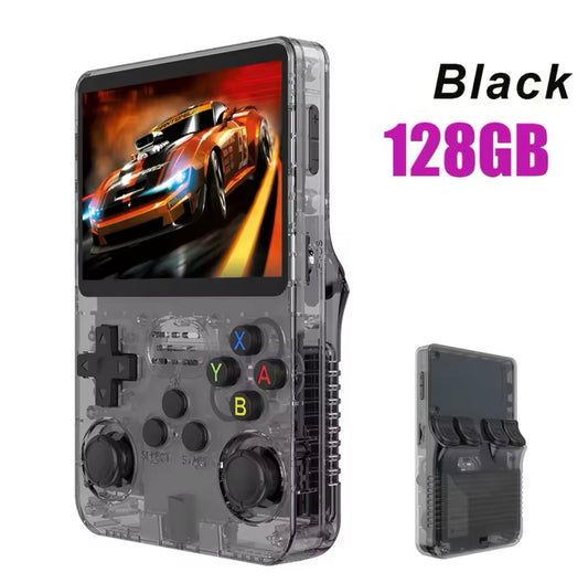 R36S Retro Handheld Video Game Console Linux System 3.5 Inch IPS Screen Portable 128GB 10000 Games (BLACK)