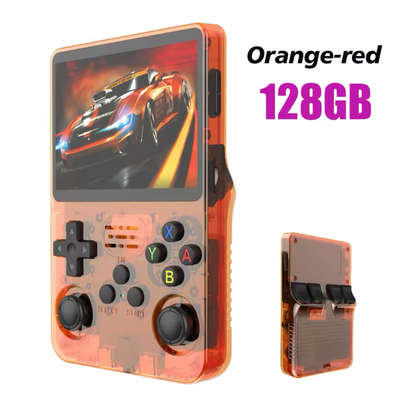 R36S Retro Handheld Video Game Console Linux System 3.5 Inch IPS Screen Portable 128GB 10000 Games (ORANGE)