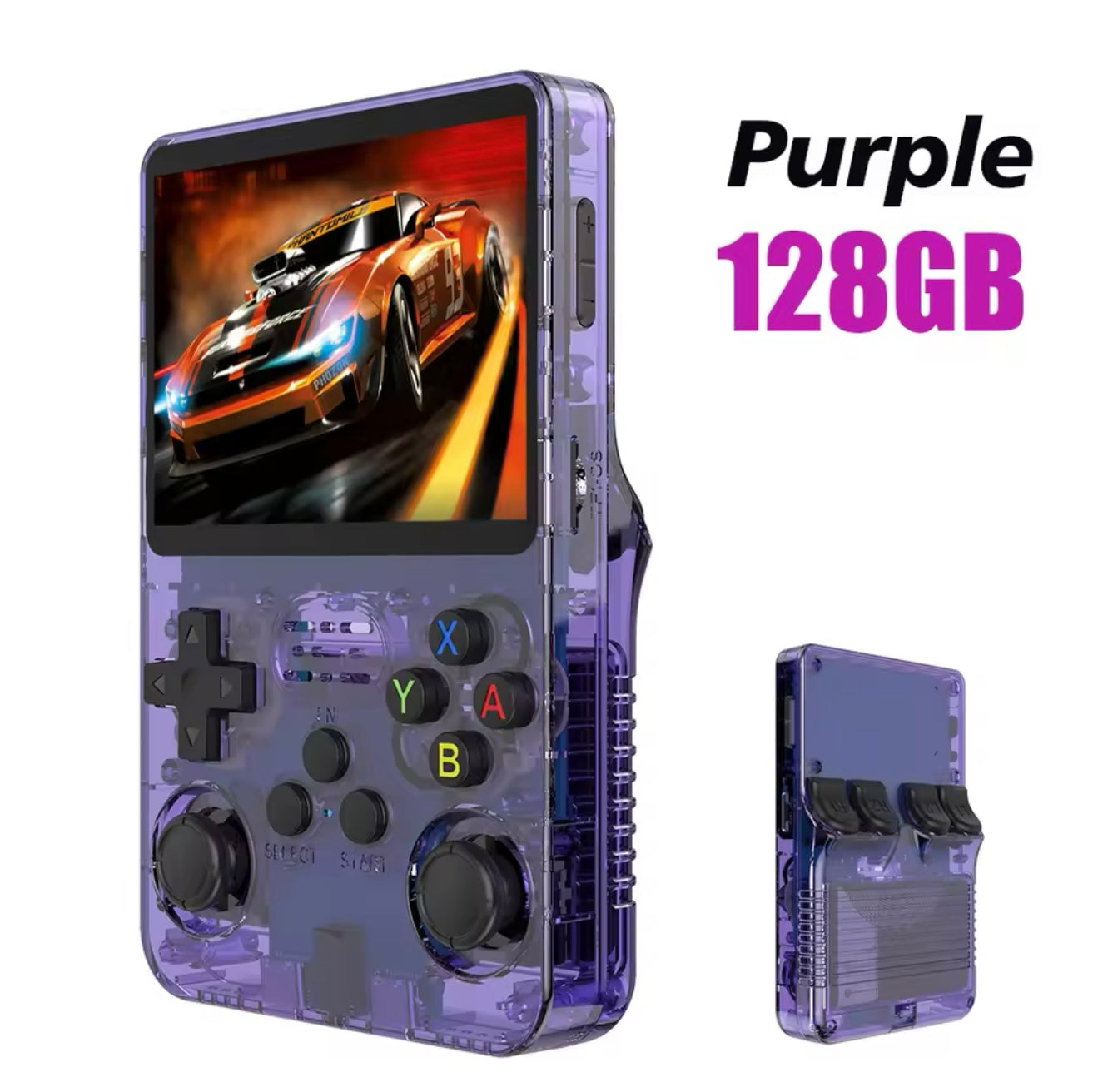 R36S Retro Handheld Video Game Console Linux System 3.5 Inch IPS Screen Portable 128GB 10000 Games (PURPLE)