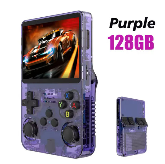 R36S Retro Handheld Video Game Console Linux System 3.5 Inch IPS Screen Portable 128GB 10000 Games (PURPLE)